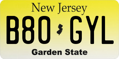 NJ license plate B80GYL