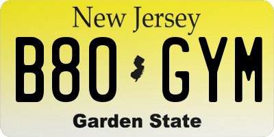 NJ license plate B80GYM