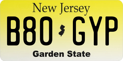NJ license plate B80GYP