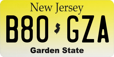 NJ license plate B80GZA