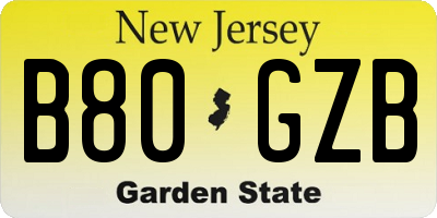 NJ license plate B80GZB