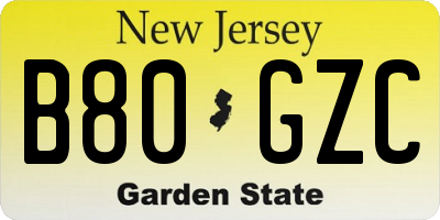 NJ license plate B80GZC