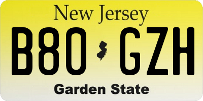 NJ license plate B80GZH