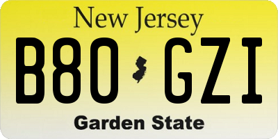 NJ license plate B80GZI