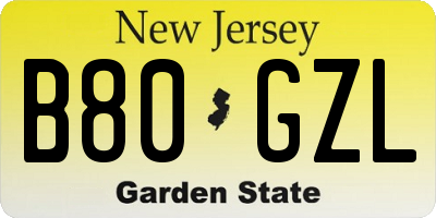 NJ license plate B80GZL