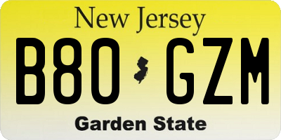 NJ license plate B80GZM