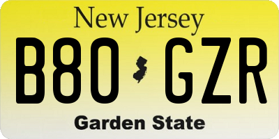NJ license plate B80GZR