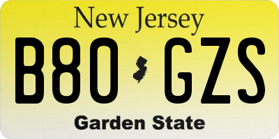 NJ license plate B80GZS