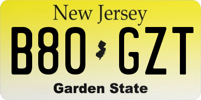 NJ license plate B80GZT