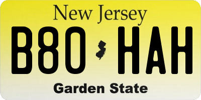 NJ license plate B80HAH