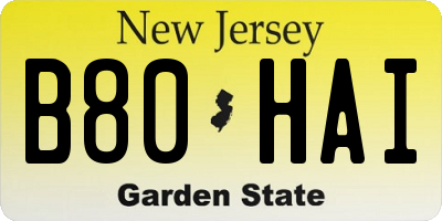NJ license plate B80HAI