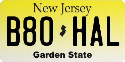 NJ license plate B80HAL