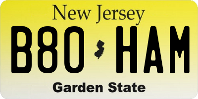 NJ license plate B80HAM