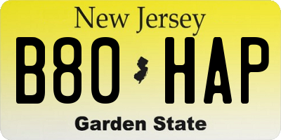 NJ license plate B80HAP