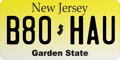 NJ license plate B80HAU