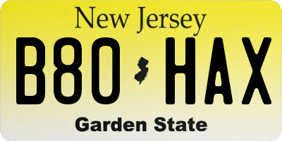 NJ license plate B80HAX
