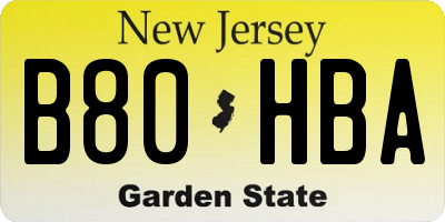 NJ license plate B80HBA