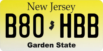 NJ license plate B80HBB