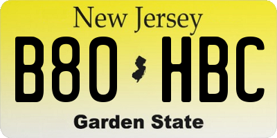NJ license plate B80HBC