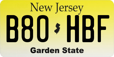 NJ license plate B80HBF