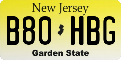 NJ license plate B80HBG