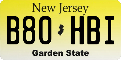 NJ license plate B80HBI