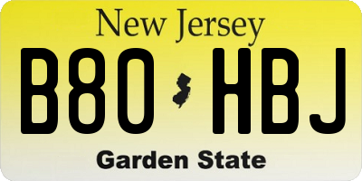 NJ license plate B80HBJ