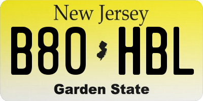 NJ license plate B80HBL