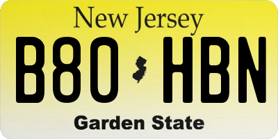 NJ license plate B80HBN