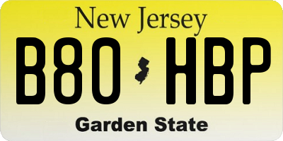 NJ license plate B80HBP