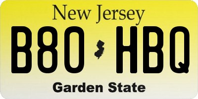 NJ license plate B80HBQ