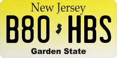 NJ license plate B80HBS