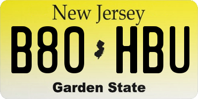 NJ license plate B80HBU