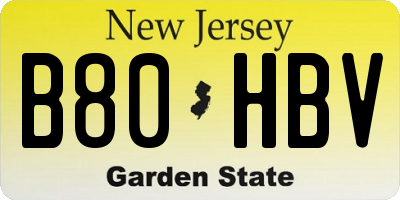 NJ license plate B80HBV