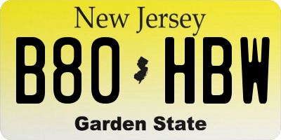 NJ license plate B80HBW