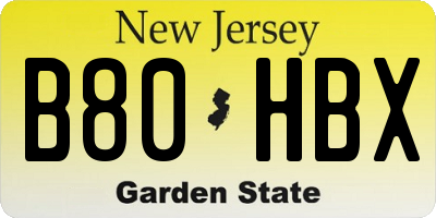 NJ license plate B80HBX