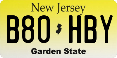 NJ license plate B80HBY