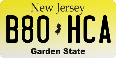 NJ license plate B80HCA