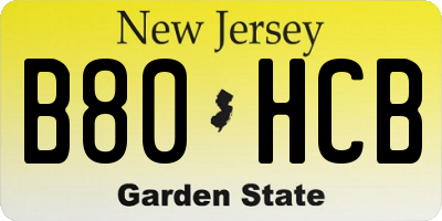 NJ license plate B80HCB