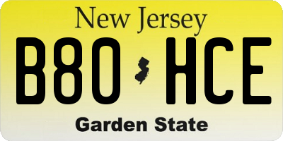 NJ license plate B80HCE