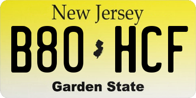 NJ license plate B80HCF