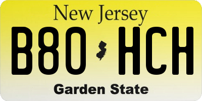 NJ license plate B80HCH