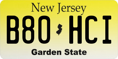 NJ license plate B80HCI