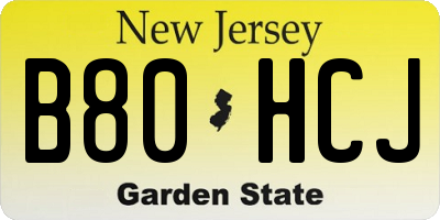 NJ license plate B80HCJ