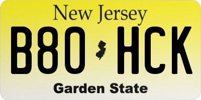 NJ license plate B80HCK