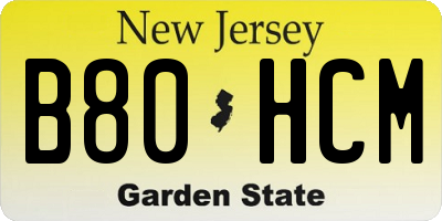 NJ license plate B80HCM