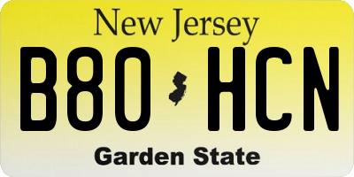 NJ license plate B80HCN