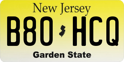 NJ license plate B80HCQ