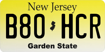 NJ license plate B80HCR