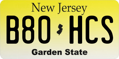 NJ license plate B80HCS